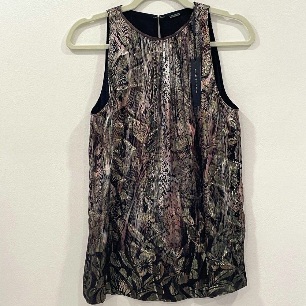 NWT Elie Tahari  Metallic Blouse